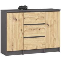 Komoda Akord Furniture Factory K100, ruda/pilka, 101 cm x 35 cm x 76 cm