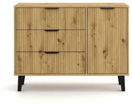 Komoda Akord Scandi 1D3S Slim, ąžuolo, 110 cm x 39 cm x 81.5 cm