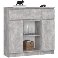 pilka komoda - Komoda Akord Furniture Factory K100, pilka, 101 cm x 35 cm x 98 cm - 1 nuotrauka