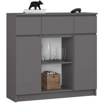 pilka komoda - Komoda Akord Furniture Factory K100, pilka, 101 cm x 35 cm x 98 cm - 2 nuotrauka