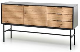 Komoda Murano KM-1, ąžuolo/juoda, 160 cm x 40 cm x 86 cm