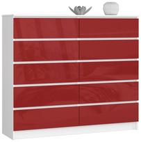 Komoda Akord K140, balta/raudona, 40 cm x 138 cm x 121 cm