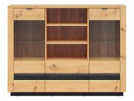 Komoda S467-KOM2W2S-DASN/CABL, ruda/juoda, 42 cm x 161 cm x 123.95 cm