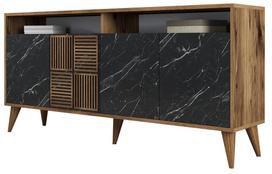 Komoda Kalune Design Milan 845HCT5334, juoda/riešuto, 35 cm x 160 cm x 78 cm