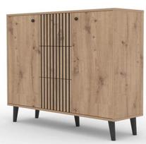 Komoda ADRK Ika, ąžuolo/juoda, 120 cm x 35 cm x 93 cm
