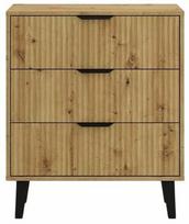 komoda 70 cm - Komoda Akord Scandi 3S Slim, ruda/juoda, 70 cm x 39 cm x 81.5 cm - 1 nuotrauka