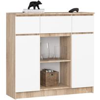 Komoda Akord Furniture Factory K100, ruda/balta, 101 cm x 35 cm x 98 cm