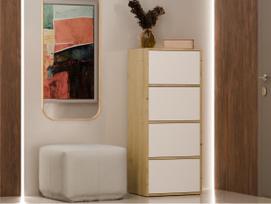 artisan oak - Komoda Alma, balta/artisan oak, 48.5 cm x 40 cm x 119.5 cm - 3 nuotrauka