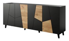 komodos 200 - Komoda Cama Meble Etna, ąžuolo/juoda, 200 cm x 42 cm x 82 cm - 1 nuotrauka