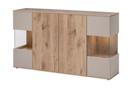 Komoda ASM Catalina, ąžuolo/balta, 160 cm x 40 cm x 92 cm