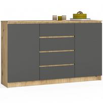 komoda 160 - Komoda Akord K160 2D 4SZ CLP, ąžuolo/pilka, 40 cm x 160 cm x 99 cm - 1 nuotrauka