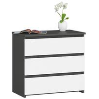 komoda akord - Komoda Akord CL3 3SZ CLP, baltas/grafito, 35 cm x 60 cm x 57 cm - 1 nuotrauka