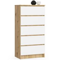 Komoda Akord K60, ąžuolo/balta, 60 cm x 40 cm x 121 cm