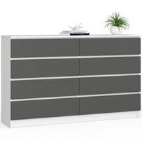 Komoda Akord K160, balta/pilka, 40 cm x 160 cm x 121 cm