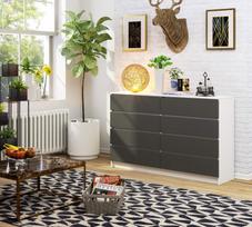 komoda 160 - Komoda Akord K160, balta/pilka, 40 cm x 160 cm x 121 cm - 5 nuotrauka