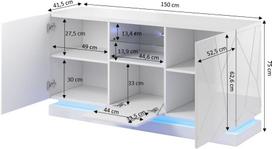 komoda 150 - Komoda Cama Meble QIU, balta, 150 cm x 41.5 cm x 75 cm - 4 nuotrauka