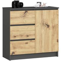 komoda akord - Komoda Akord Jerry K80, ąžuolo/grafito, 80 cm x 35 cm x 77 cm - 1 nuotrauka