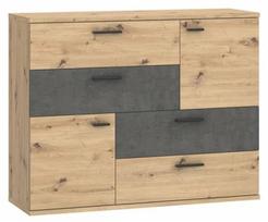 Komoda Forte Skive SKVK46-C752, medžio/smėlio/tamsiai pilka, 41.3 cm x 124.9 cm x 95.9 cm