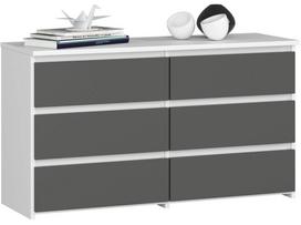 balta juoda komoda - Komoda Akord Furniture Factory CL100 6SZ, tamsiai pilka, 100 cm x 35 cm x 57 cm - 1 nuotrauka