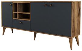 Komoda Kalune Design Napoli 845HCT5338, antracito/riešuto, 180 cm x 35 cm x 81 cm