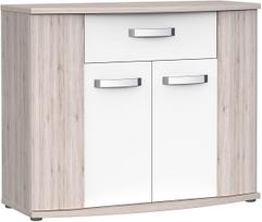 Komoda Forte Rondino RDIK221T-T30, balta/smėlio ruda, 43 cm x 99.7 cm x 81.5 cm
