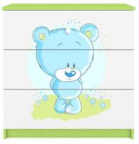 Komoda Kocot Kids Babydreams Teddybear, balta/žalia, 41 cm x 80 cm x 80.5 cm
