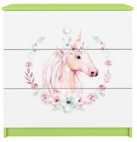 Komoda Kocot Kids Babydreams Horse, balta/žalia, 41 cm x 80 cm x 80.5 cm