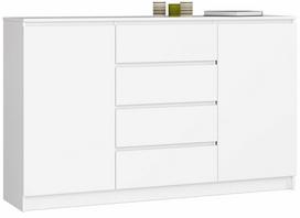 komoda 160 - Komoda Akord K160 2D 4SZ CLP, balta, 160.4 cm x 40 cm x 99 cm - 1 nuotrauka