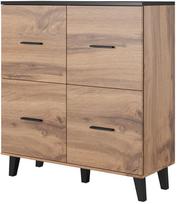 Komoda Cama Meble Lotta 4D, juoda/medžio, 110 cm x 45 cm x 119 cm