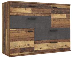Komoda Forte Skive SKVK46-C754N, medžio/tamsiai pilka, 41.3 cm x 124.9 cm x 95.9 cm