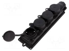 Ilgintuvo lizdas PAWBOL D.3159/4-S, 16 A, 250 V, Guminis (Rubber), IP44