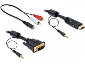 DeLOCK 84455 HDMI - DVI-D + 3.5mm Jack kabelis 2m Juodas (Black)