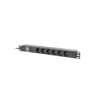 ilgintuvas rite - Lanberg PDU-06F-0200-IEC-BK Maitinimo paskirstymo įrenginys 19" 1U 10A 6x Schuko 2m Juodas (Black) - 1 nuotrauka