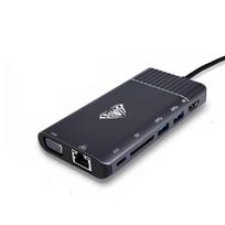 Aula OT-95117 8in1 USB-C į HDMI 4K 30Hz + VGA + USB 3.0 x2 + PD + 1000M LAN + SD + 3.5 mm Audio Jack