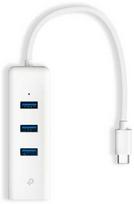 usb c ethernet - TP-Link UE330C USB 3.0 Type-C į Gigabit Ethernet tinklo adapteris su 3 prievadų USB 3.0 tipo A šakotuvu Balta (White) - 1 nuotrauka