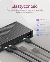 hdmi type c laidas - Icy Box IB-DK2246AC 11in1, HDMI, DP, LAN, USB-C Juodas (Black) - 4 nuotrauka