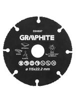 Graphite pjovimo diskas medienai ir plastikui 115 x 22,2 mm 55H697