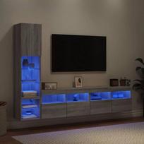 TV sekcija Sieninė su LED, 4 dalių, pilka ąžuolo (Grey Oak)
