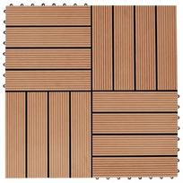 tikmedzio - vidaXL WPC grindų plytelės, 30 cm x 30 cm, tikmedžio (Teak), 11 vnt. - 2 nuotrauka