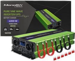 inverter 2000w - Qoltec Monolith Grynos Sinusas Inverteris 4000W 12V-230V - 1 nuotrauka