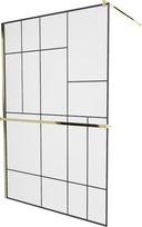 Dušo sienelė Mexen Kioto  Walk-In, 100 cm x 200 cm, aukso/juoda