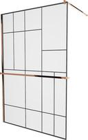 Dušo sienelė Mexen Kioto  Walk-In, 120 cm x 200 cm, juoda/rausvo aukso