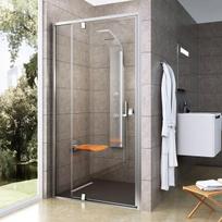 grudinto stiklo durys - Dušo durys Ravak Pivot PDOP2-120, 120 cm x 190 cm, satino/skaidri - 1 nuotrauka