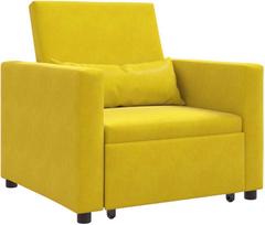 istraukiama sofa lova - Fotelis HOMCOM 3-in-1 Viengulis Sofos Lovos Transformuojama Geltona (Yellow) - 1 nuotrauka