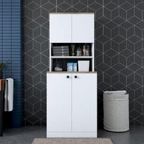Vonios spintelė Kalune Design KD102 - 2160, balta/riešuto (White/Walnut)