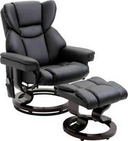 foteliai su masazo funkcija - Fotelis HOMCOM Relax su masažo funkcija ir kojų pakoja, juodas (Black) - 1 nuotrauka