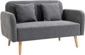 HOMCOM dvivietė sofa-lova su pagalvėlėmis, aksomas, tamsiai pilka (Dark Grey)