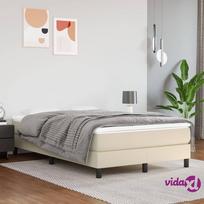 lovos remas, 120x200 cm - vidaXL Lovos rėmas, 120x200 cm, kreminis (Cream), dirbtinė oda - 2 nuotrauka