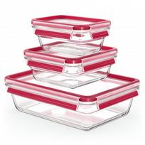 EMSA N1050900 Clip & Close stiklinis indelis maistui laikyti, 3 vnt, Permatomas (Transparent)