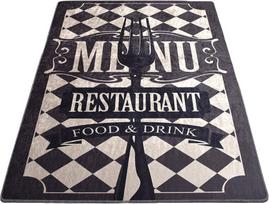 Kilimas vidaus Conceptum Hypnose Food And Drink 882CHL3371, juoda/kreminė, 200 cm x 100 cm